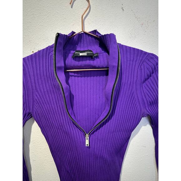 PROENZA SCHOULER Purple Knit Long Sleeve Quarter Zip Flared Sleeves Sweater XS - Picture 10 of 16